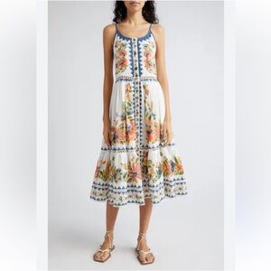 Farm Rio 🌴🌸 Delicate Garden A line Cotton Dress